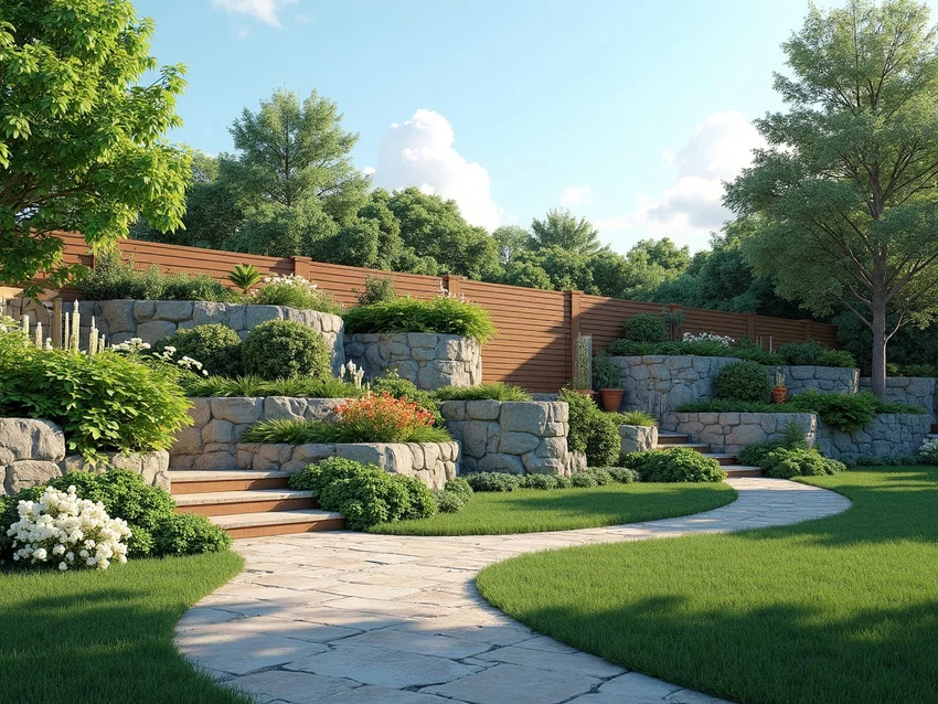 landscaping techniques for multi-level boundary walls